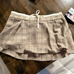 Celebrity Pink Plaid Mini Skirt - Beige and White